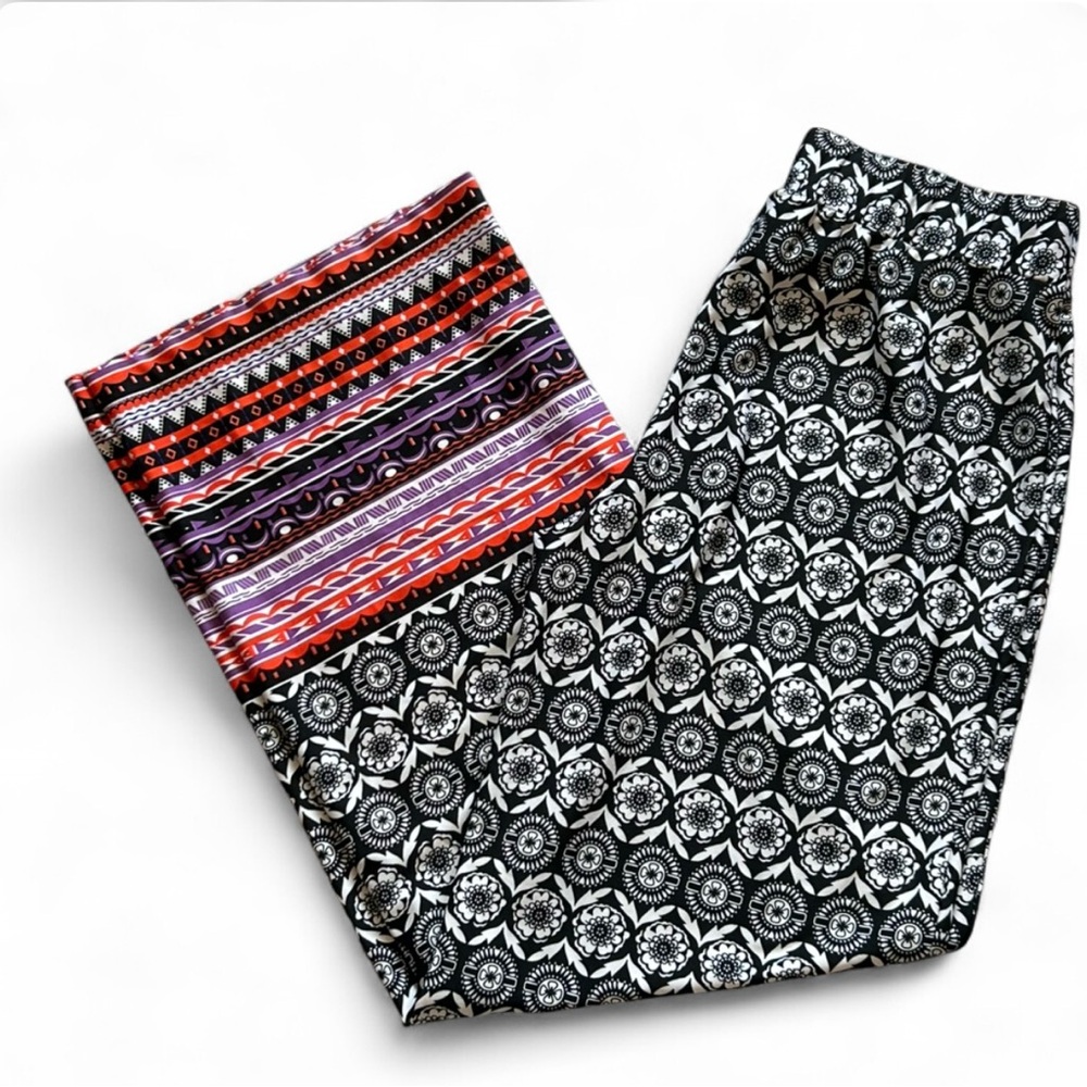NY Collection Black and Gray Print Pants Size SP